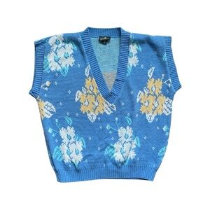Vintage Cabin Creek Knit Floral Sweater Vest Size Medium